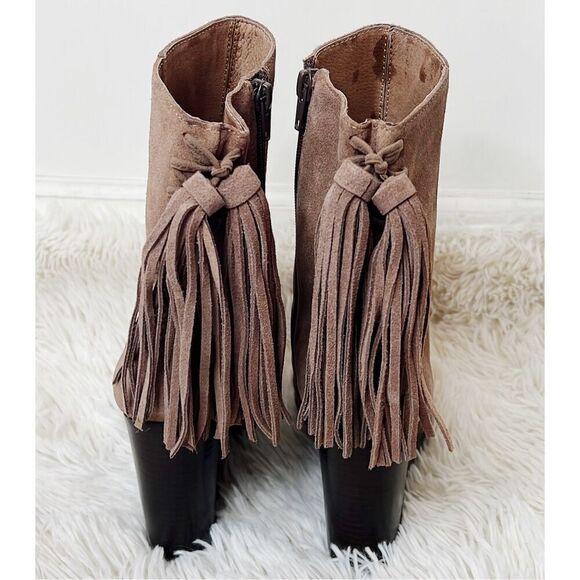 Jeffrey Campbell Suede Tassel Wedge Ankle Boot SZ 8 Brown - Picture 4 of 6